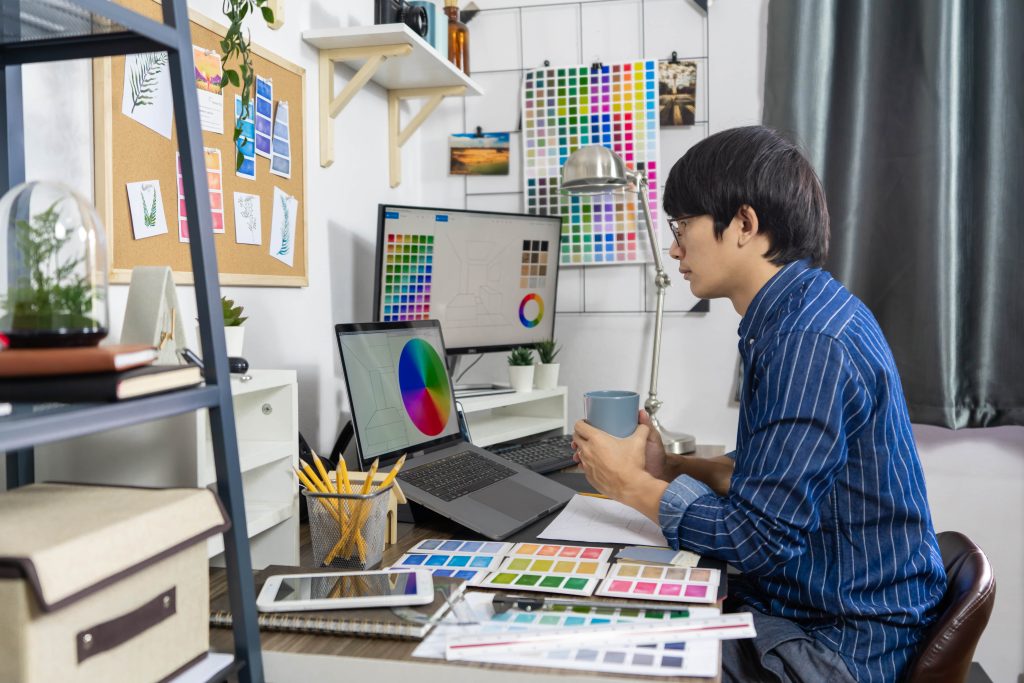 desain grafis pekerjaan yang kelihatan santai